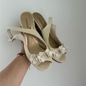 Montego Bay Club Cream Wedge Slingback Sandals